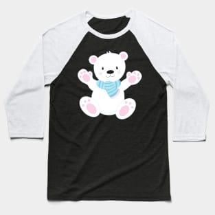 Polar Bear, White Bear, Cute Bear, Bear With Scarf Baseball T-Shirt